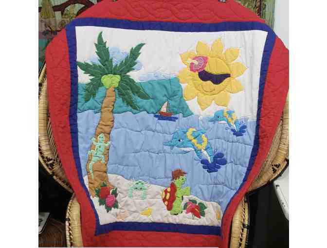 Vintage Beach Baby Quilt Or Wall Hanging