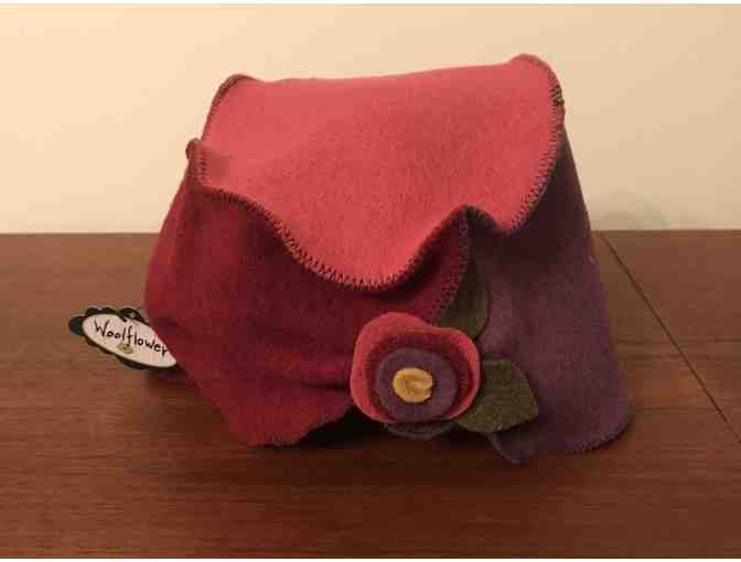 Woolflower Black Flower Fingerless Gloves and Plum-Full Hat