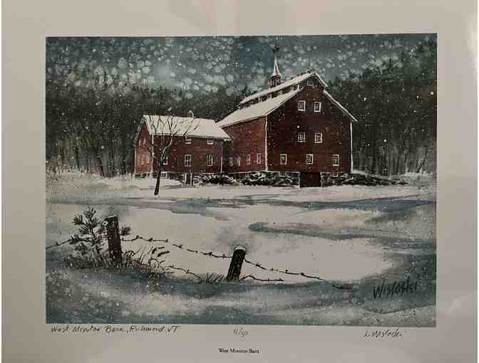West Monitor Barn in Richmond, Vermont - Print of Original Lydia Wisloski Watercolor