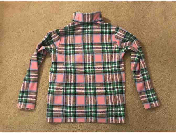 Lands' End Pink Plaid 1/4 Zipper Fleece