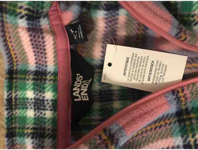 Lands' End Pink Plaid 1/4 Zipper Fleece