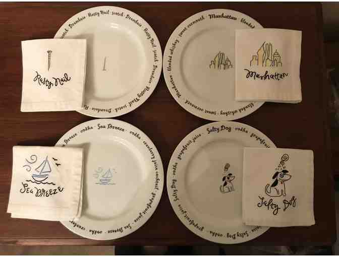 Pottery Barn Bar Lingo Cocktail Plates and Napkins