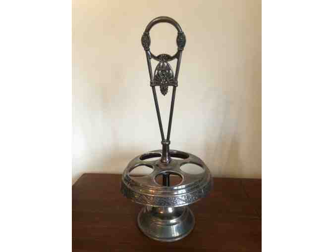 Silverplate Aesthetic Movement Cruet Condiment Holder Lazy Susan