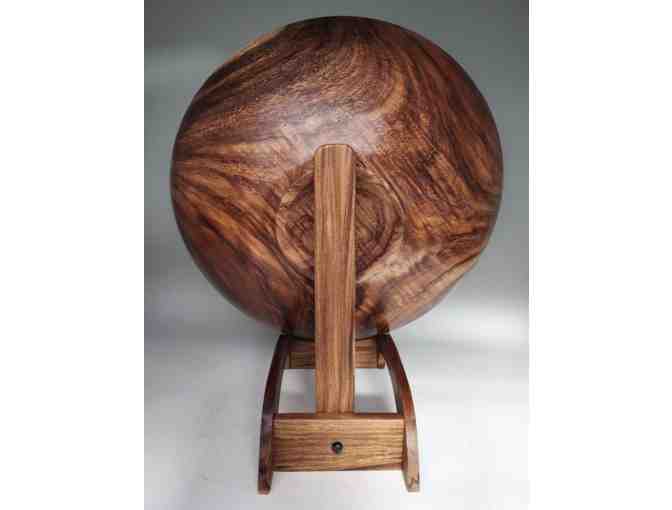 Turned Wood Bowl with Stand Made from Reclaimed Monkeypod Wood from Baldwin Home Museum