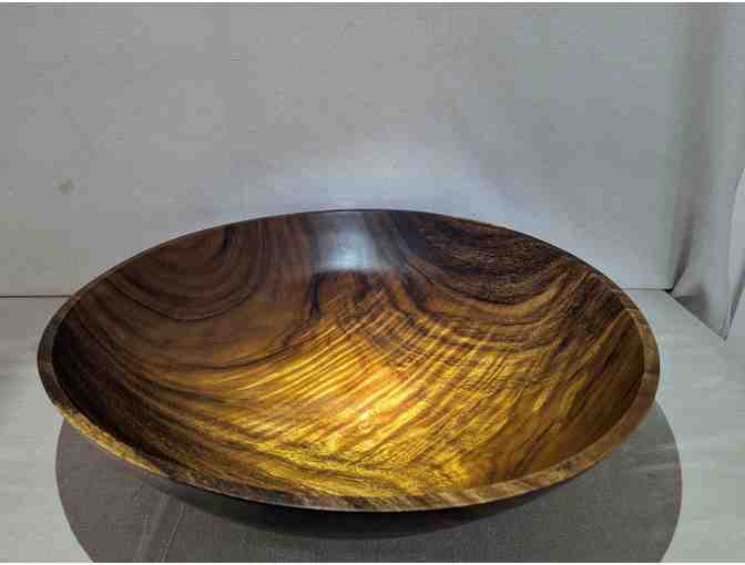 Turned Wood Bowl with Stand Made from Reclaimed Monkeypod Wood from Baldwin Home Museum