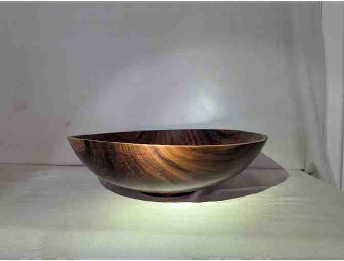 Turned Wood Bowl with Stand Made from Reclaimed Monkeypod Wood from Baldwin Home Museum