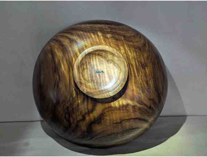 Turned Wood Bowl with Stand Made from Reclaimed Monkeypod Wood from Baldwin Home Museum