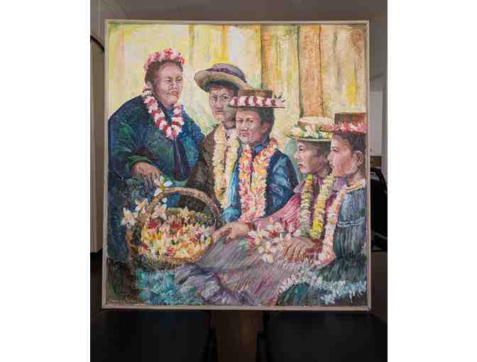 'Lei Makers' Oil Painting by Dorothy Oppenheimer