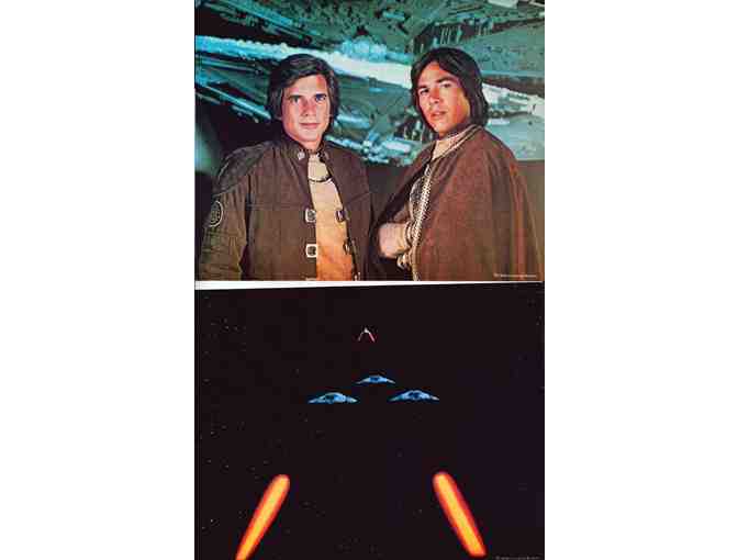 BATTLESTAR GALACTICA, 1978, cards and stills, Lorne Greene, Richard Hatch