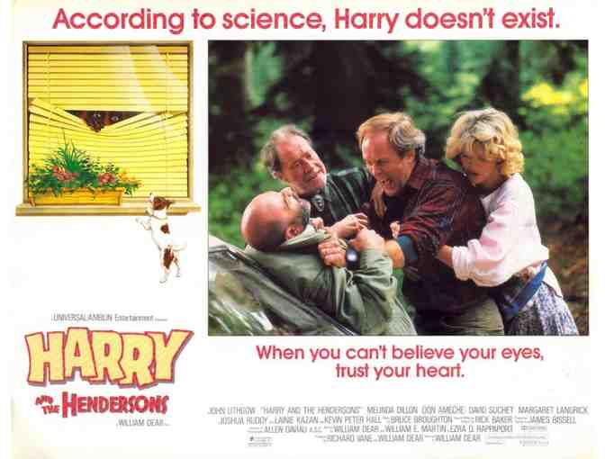 HARRY AND THE HENDERSONS, 1987, lobby card set, John Lithgow, Melinda Dillon