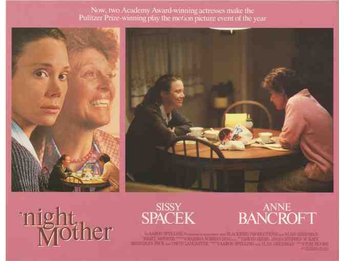 NIGHT MOTHER, 1986, lobby card set, Sissy Spacek, Anne Bancroft, Caroll Robbins.