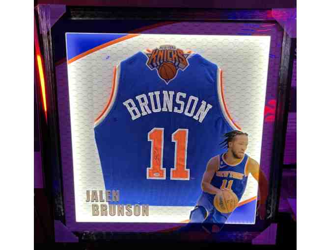 Jalen Brunson Signed NY Knicks Framed Jersey - Photo 1