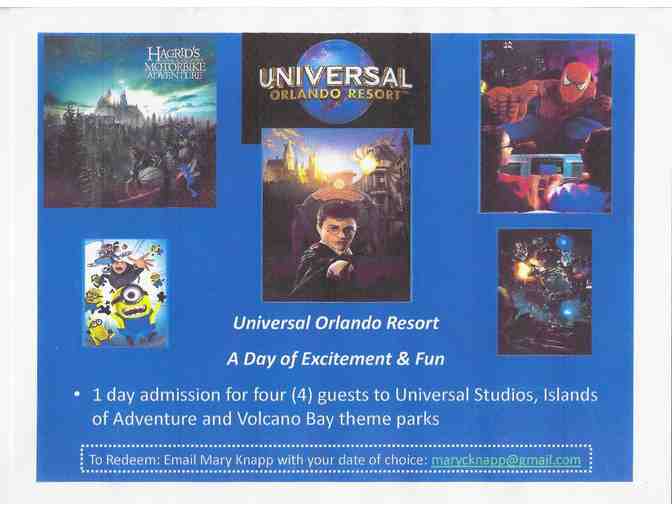 Four (4) One-Day Park to Park Tickets to Universal Orlando Resort