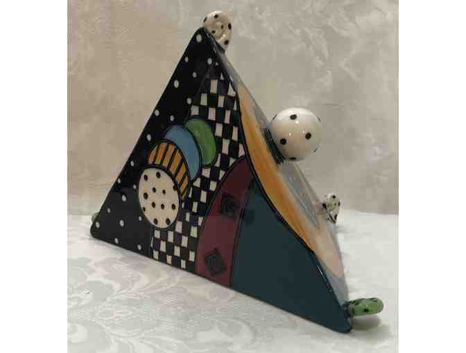 Modern Ceramic Pyramid. Signed MCDS GM 99. Memphis Style.