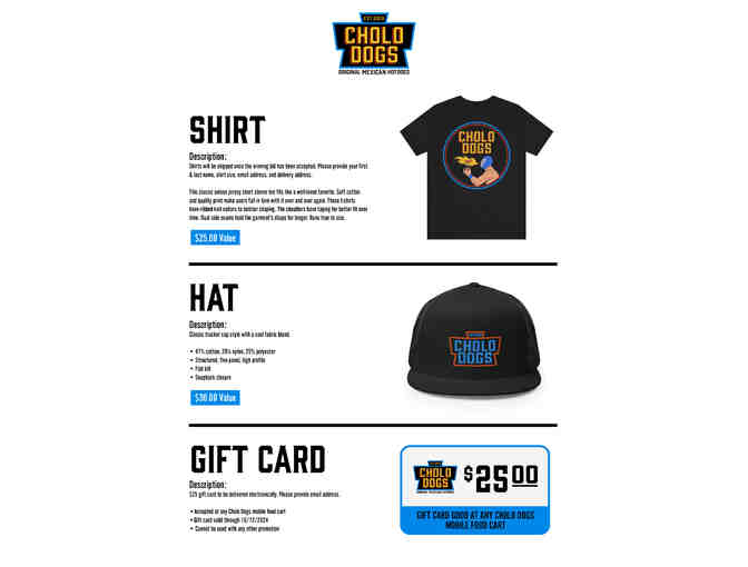 Special package from Cholo Dogs with hat, shirt and $25 gift card - Photo 2