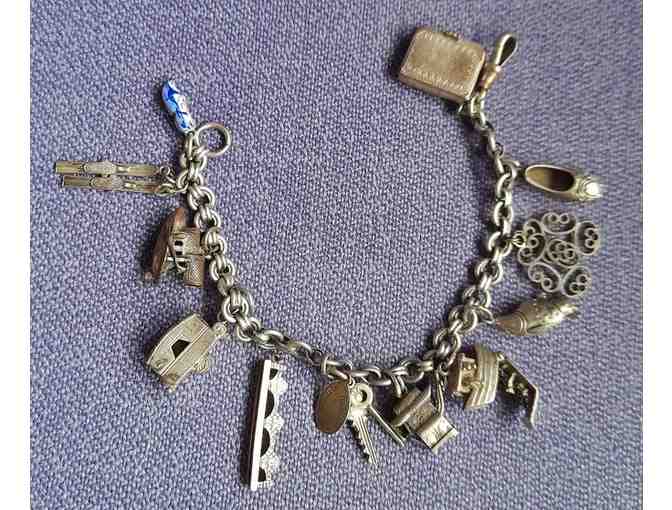 Very unusual antique silver charm bracelet (JP) - Photo 1