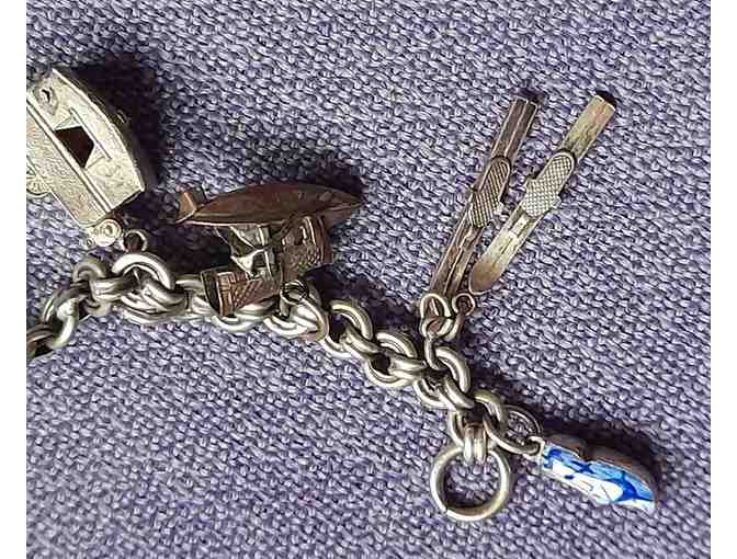 Very unusual antique silver charm bracelet (JP) - Photo 2