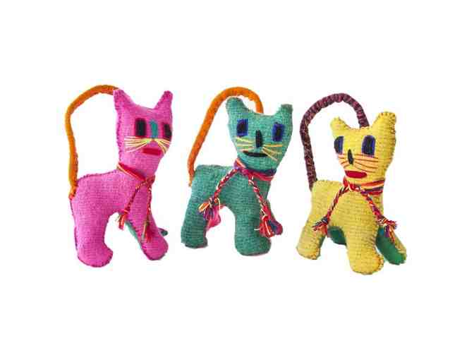 Chiapas Wool Felt Animalitos - Trio Of Cats - Photo 1