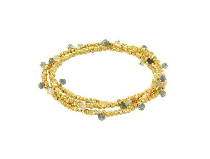 BEADED RONDELLE WRAP BRACELET GOLD SAPPHIRE - Photo 1