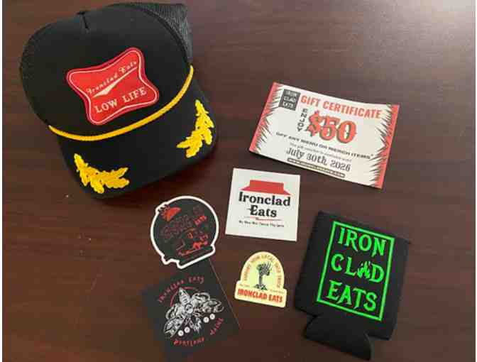 $50 to spend at Iron Clad Eats plus a Hat, Koozie, Stickers - Photo 1