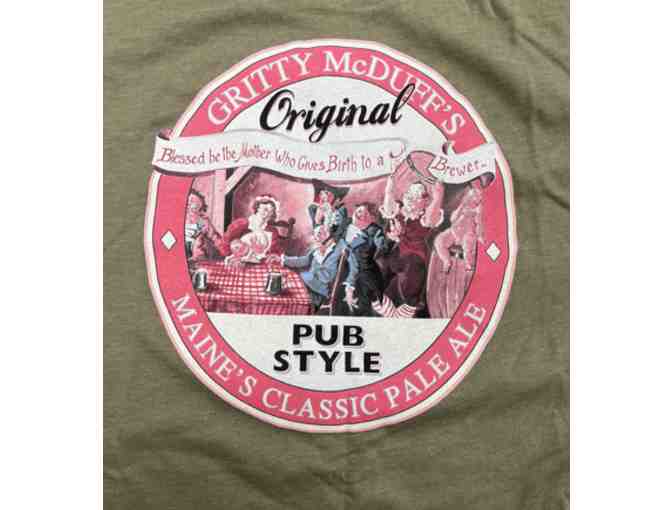 Two $25 gift cards to Gritty McDuff's, two pint glasses, and a Gritty's t-shirt