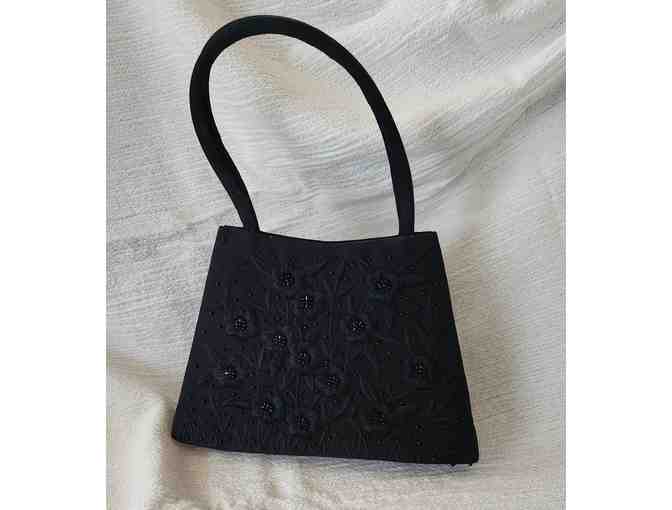 Embroidered Black Floral Handbag - Photo 1