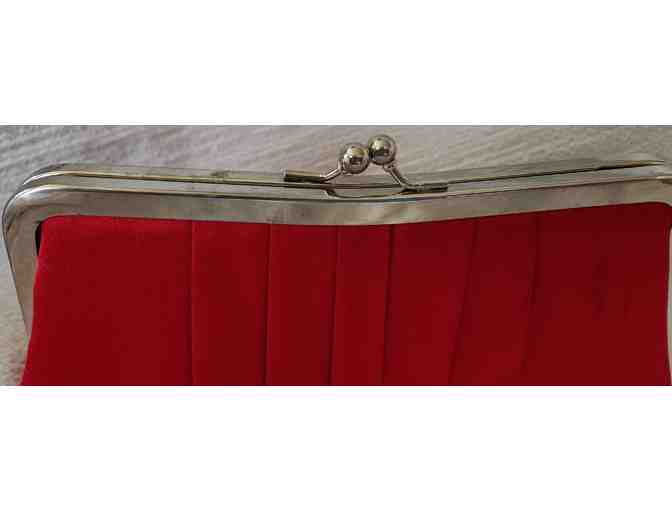 Stunning Red Satin Clutch with Chain Strap - Photo 2