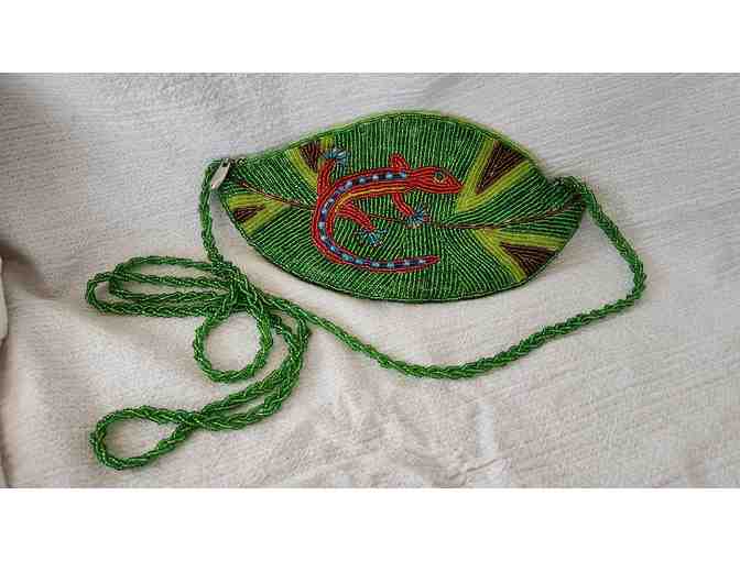 Vibrant Beaded Gecko Clutch - Photo 1