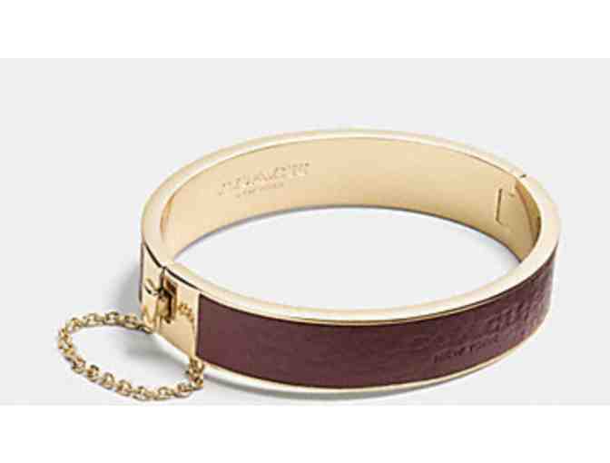 Coach LEATHER INLAY LOGO CHAIN HINGED BANGLE - Photo 1