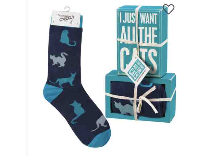 Box Sign and Sock Set - I Just Want All The Cats - Photo 1