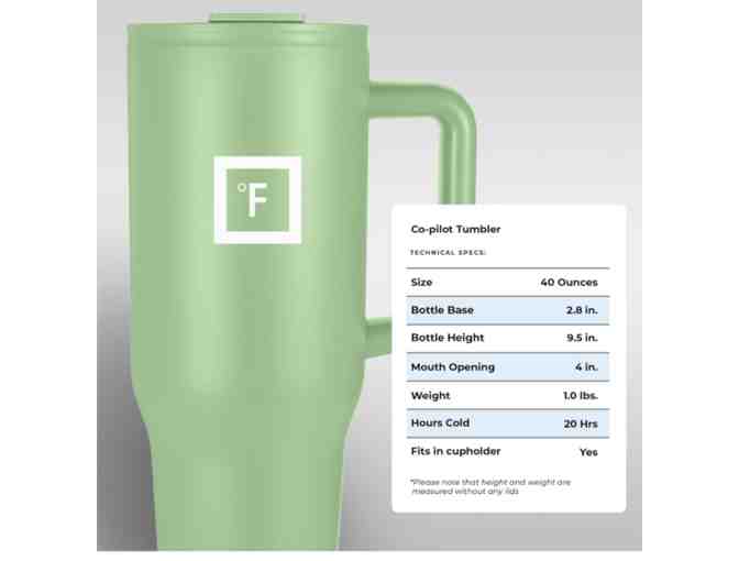 40 oz. Insulated Mug w/straw and 2 Lids - Apple Green