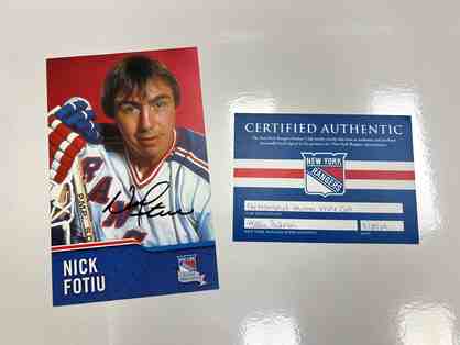 Autographed Alumni Photo Card of New York Rangers Alum Nick Fotiu