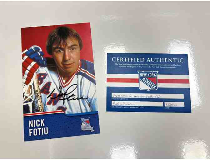 Autographed Alumni Photo Card of New York Rangers Alum Nick Fotiu - Photo 1