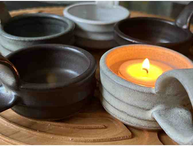 Light your Path |One Tealite with Handle | Handmade Pottery (Cocoa Brown)