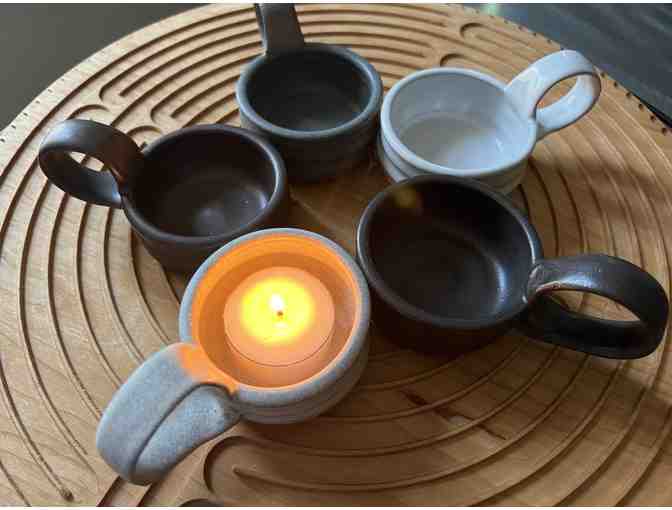 Light your Path |One Tealite with Handle | Handmade Pottery (Cocoa Brown)