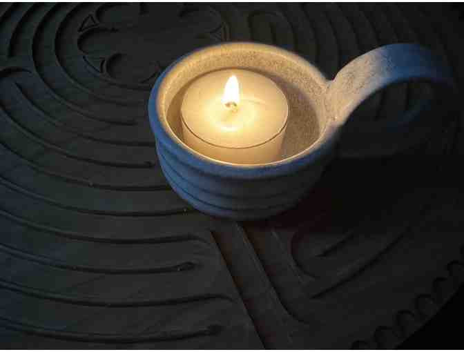 Light your Path |One Tealite with Handle | Handmade Pottery (Gray)