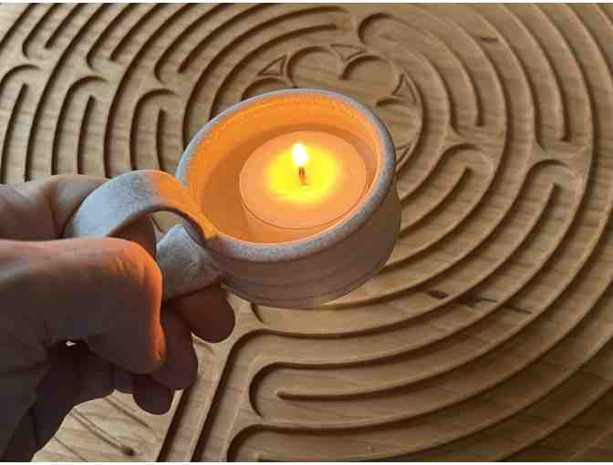 Light your Path |One Tealite with Handle | Handmade Pottery (Gray)