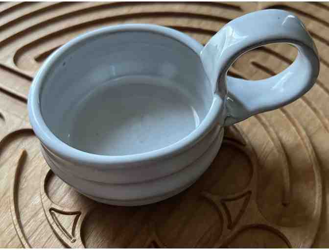 Light your Path |One Tealite with Handle | Handmade Pottery (White)