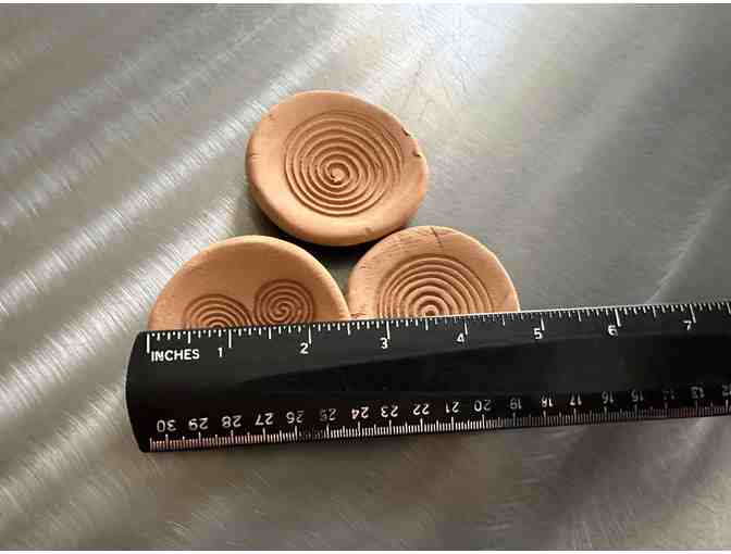 Set of 3 Ancient Symbol Earthenware Tiny Trinket Dishes
