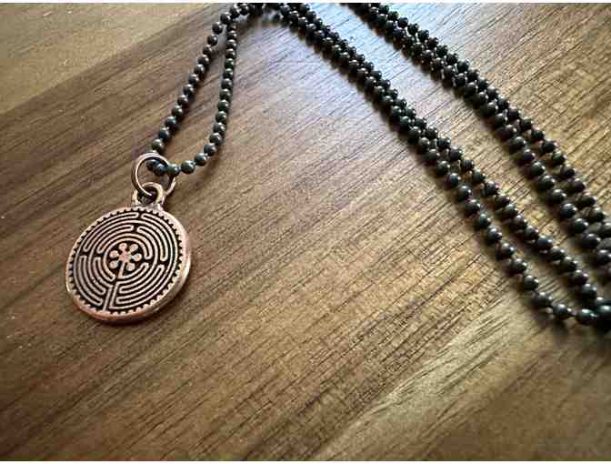 Antique Copper-Hued Labyrinth Necklace