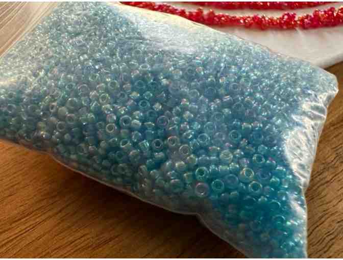 Calling All Crafters - Glass Seed Bead Labyrinth Kit |Cranberry & Robin's Egg Blue