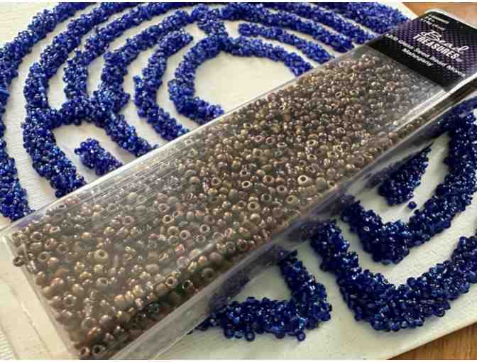 Calling All Crafters - Glass Seed Bead Labyrinth Kit |Blue & Bronze
