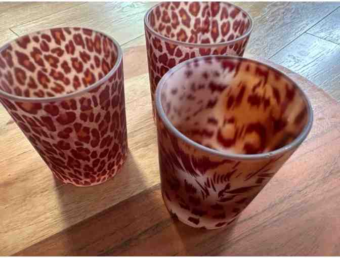 Animal Print Glass Votive Set