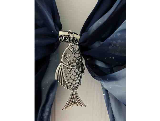 Blue scarf with fish