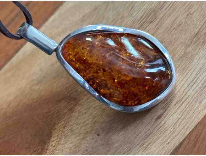 Amber Pendant | Leather Cord