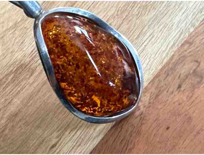 Amber Pendant | Leather Cord