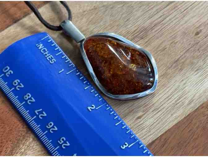 Amber Pendant | Leather Cord
