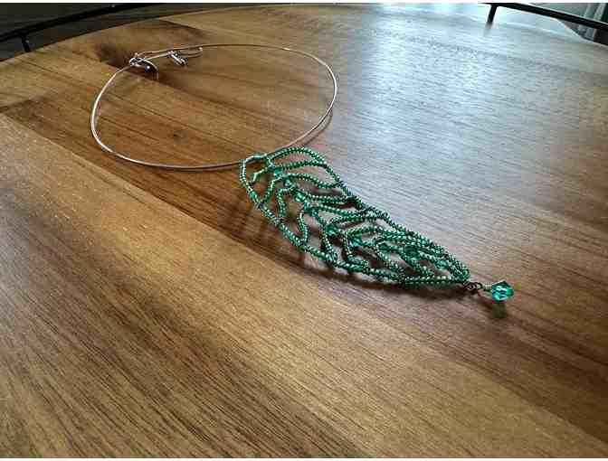 Iridescent Glass Beaded Necklace | Leaf