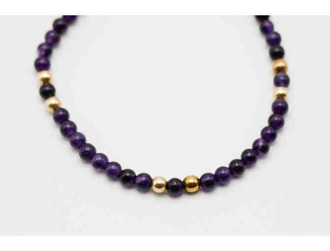 Amethyst and 14k Gold Bead Bracelet